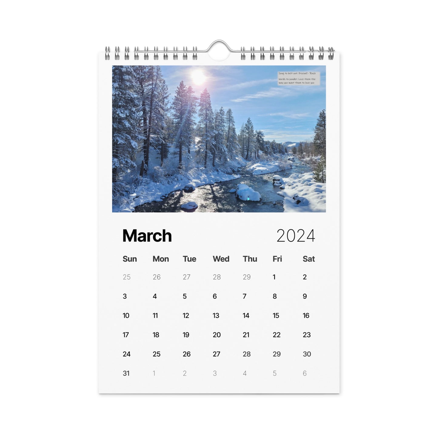 Truckee Calendar (2024) A Year of Love